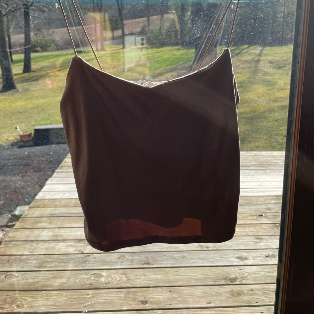 tan thin strapped tank top